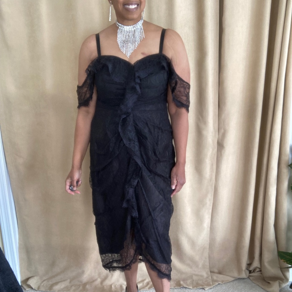City Chic Lace Va Va Voom Dress Black Size S/16